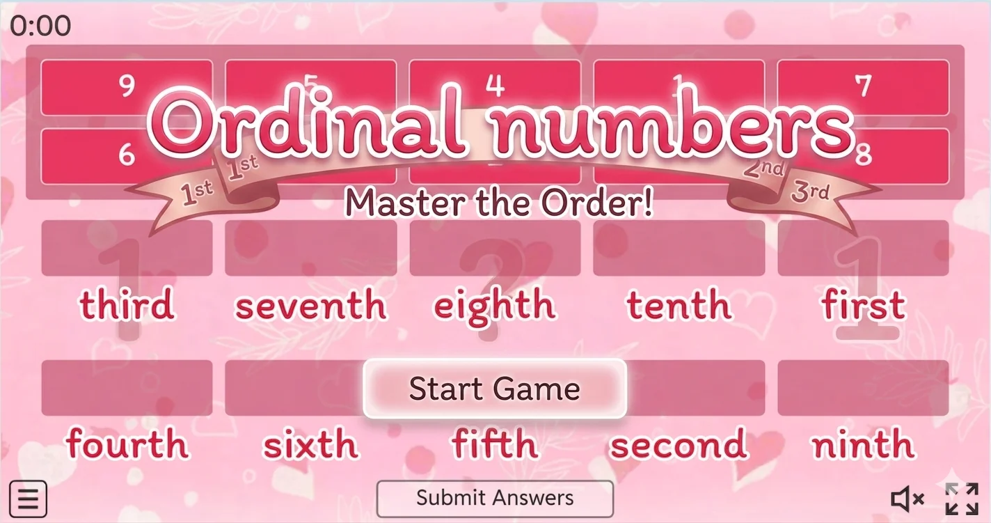 Ordinal Numbers Match