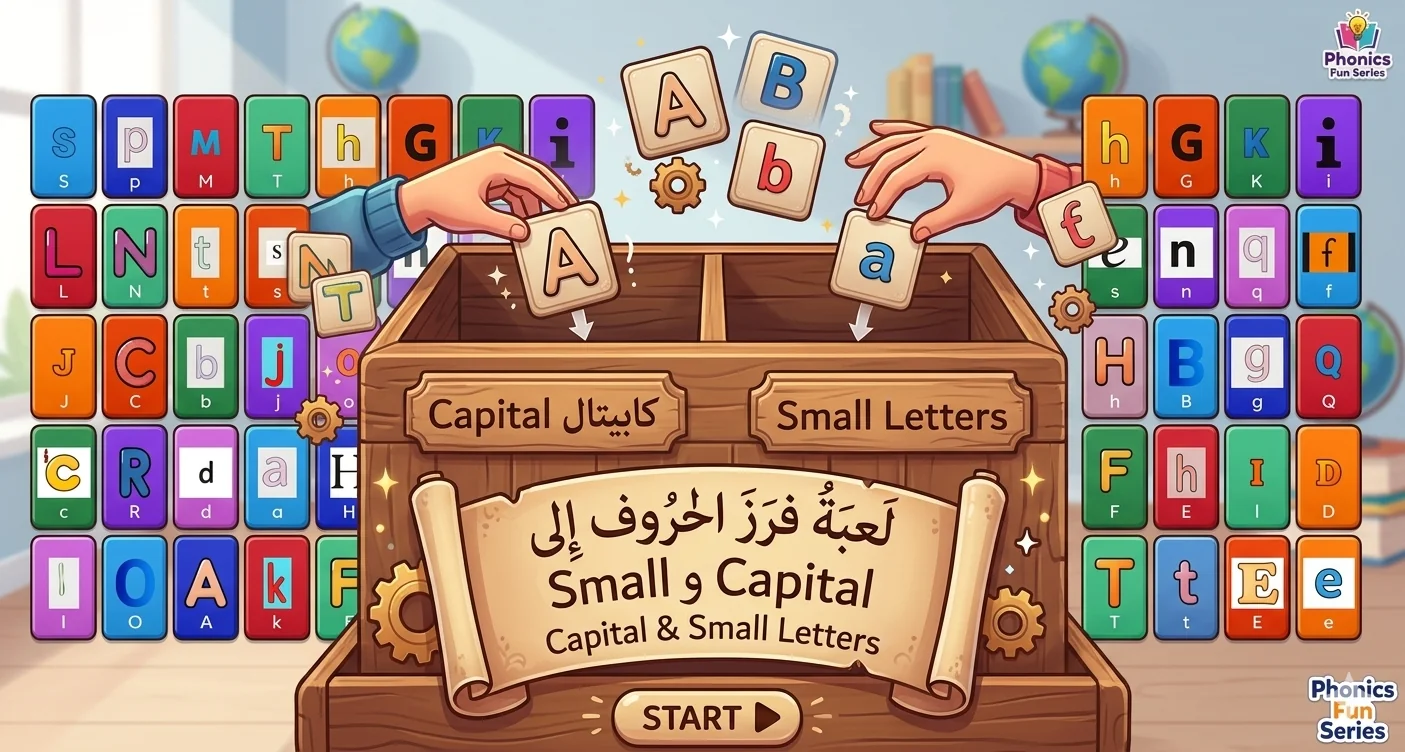 A game of sorting letters into Capital and Small.