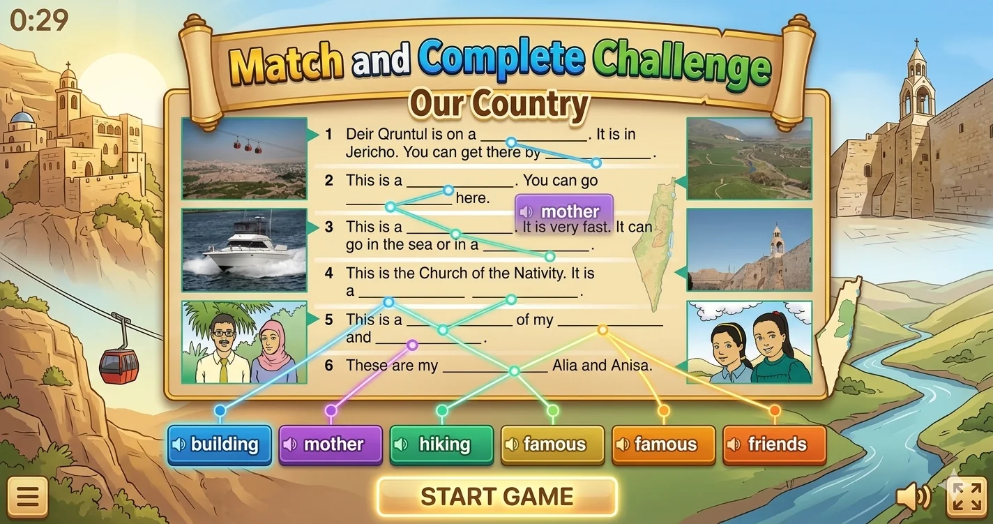 Match and Complete Challenge (our country)