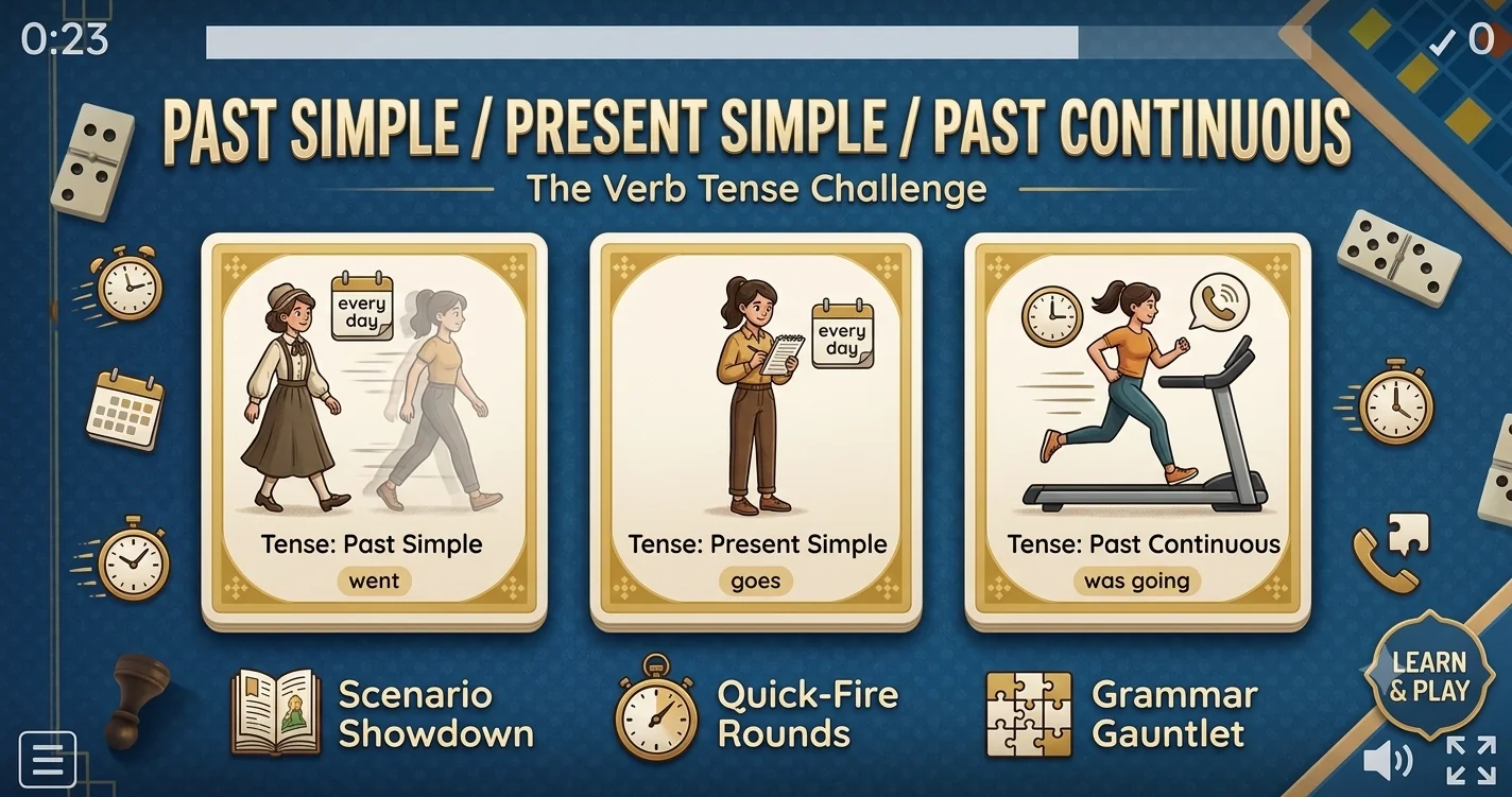 (Past Simple / Present Simple / Past Continuous)