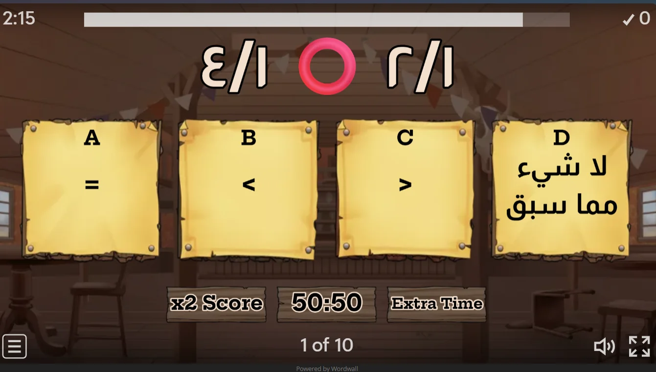Comparison of fractions